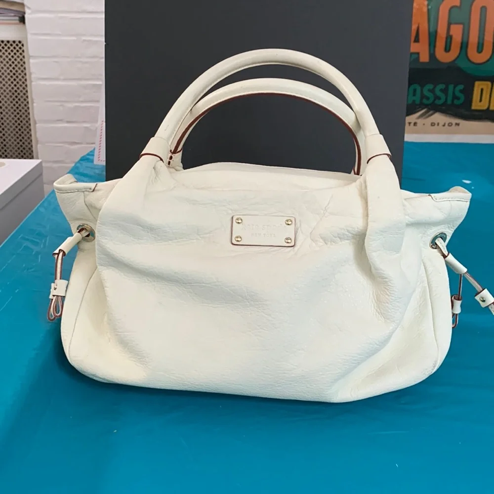 Kate Spade White Tote/Satchel in Pebbled Leather
